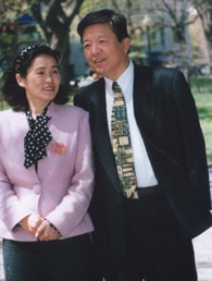 Mr. Shenli Lin, with his wife, shortly after his release from a Chinese Labor Camp where he says he was forced to make soccer balls that are found in Canadian sports stores.