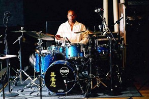 With the Chinese characters "Truth, Compassion, and Tolerance" emblazoned on his drum kit, Sterling Campbell uses his music as a platform for human rights in China