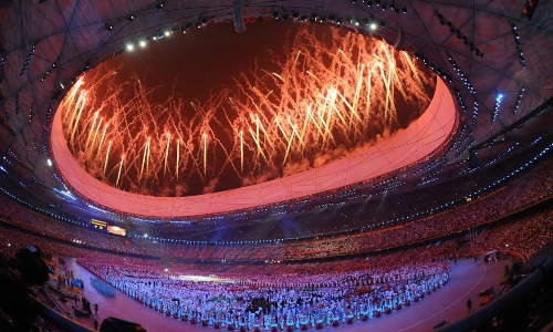 Opening ceremony at the National Stadium in Beijing, 2008.
