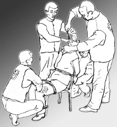Forced feeding while shackled is a common method employed to thwart Falun Gong practitioners' efforts to use hunger strikes as a means of peaceful appeal. Brutal means and untrained guards often result in the death of the victim.