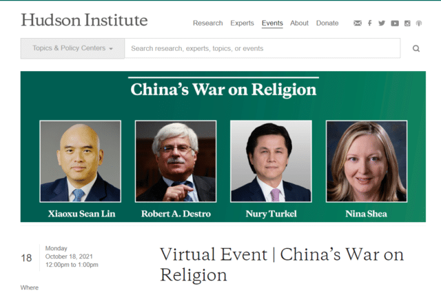 Hudson Institute is a think tank located in Washington D.C. On October 18, they hosted a virtual forum to discuss how Democratic countries can help promote religious freedom and protect human rights in China.  