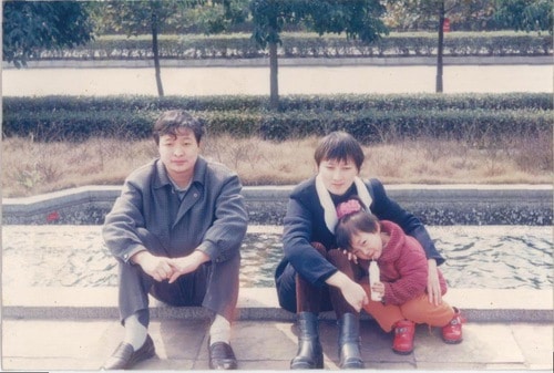 Undated photo of Mr. Chen Mingxi, his late wife Ms. Wang Xiaoxia, and their daughter in Chongqing, China.