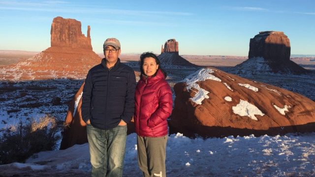 Zhou Deyong and his wife in Arizona on vacation, January 2020. Zhou's wife and son currently reside in Florida.
