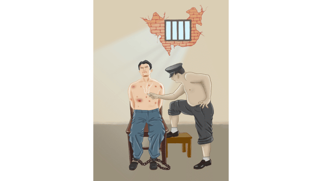 Torture illustration: Burning with cigarette butts.
