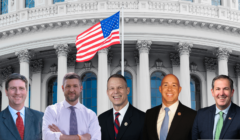 Left to right: Rep. Greg Stanton (D-AZ), Rep. Pat Ryan (D-NY), Rep. Scott Perry (R-PA), Rep. Brian Mast (R-FL), and Rep. John Olszewski (D-MD).