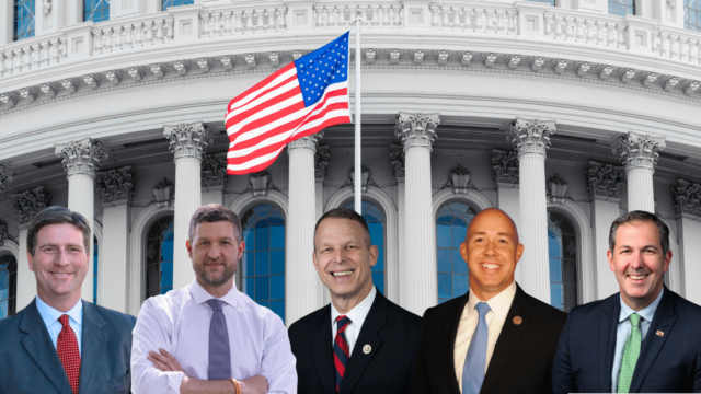 Left to right: Rep. Greg Stanton (D-AZ), Rep. Pat Ryan (D-NY), Rep. Scott Perry (R-PA), Rep. Brian Mast (R-FL), and Rep. John Olszewski (D-MD).