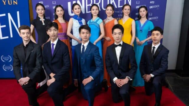Shen Yun dancers attend the world premiere of "Unbroken: The Untold Story of Shen Yun" at AMC Theater at Lincoln Square in New York City on March 24, 2026. (Samira Bouaou/The Epoch Times)